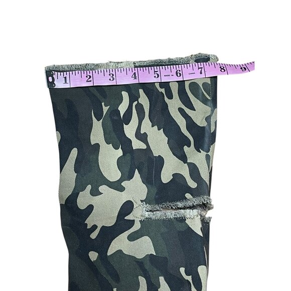 Shoedazzle Camo Thigh-High Stiletto Boots Size 8 With Peep Toe & Distressed Ripp - Picture 11 of 16